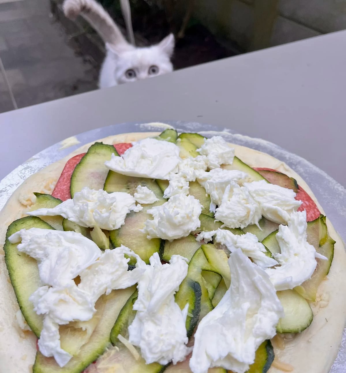 Courgette op pizza